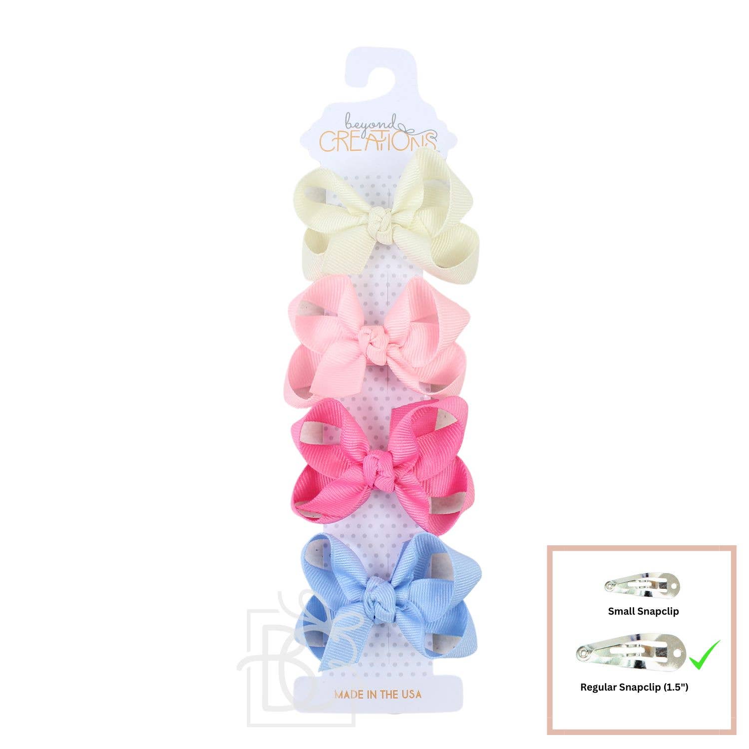 Beyond Creations, LLC - Wholesale Hair Bow - Kids - 4 PACK - 3" SMALL GROSGRAIN BOWS ON SNAP CLIP1