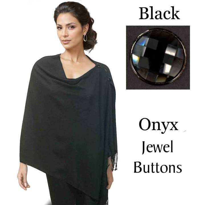 The Magic Scarf Company - Wholesale Poncho – Women's - 534 - Cashmere Feel Button Poncho/Shawls/Jeweled