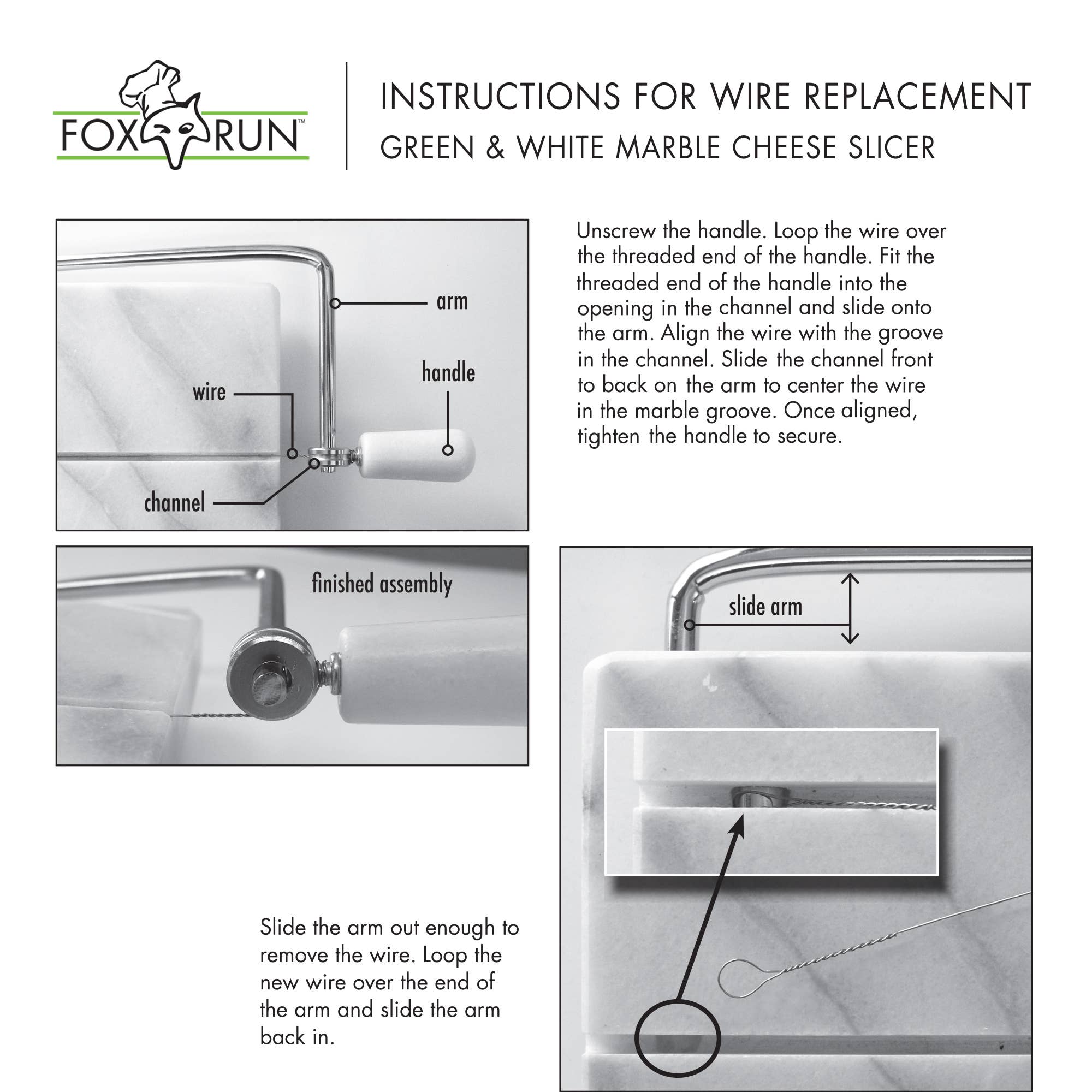 Fox Run Brands - Wholesale Cheese Spreader - Fox Run Marble Cheese Slicer, 2 Replacement Wires, 8" x 5"12