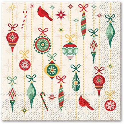 Punch Studio - Wholesale Disposable Napkin - Luncheon Napkin Vintage Ornaments