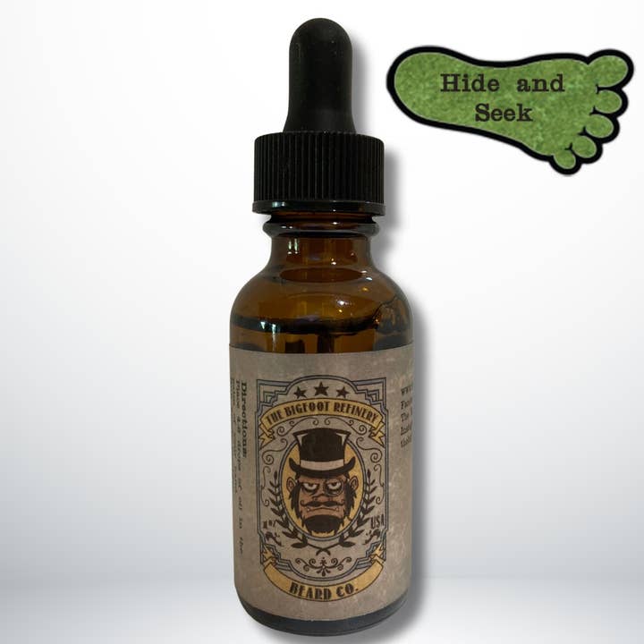 Hide and Seek Beard Oil - 1oz bottle for wholesale by The Bigfoot Refinery Beard Co.