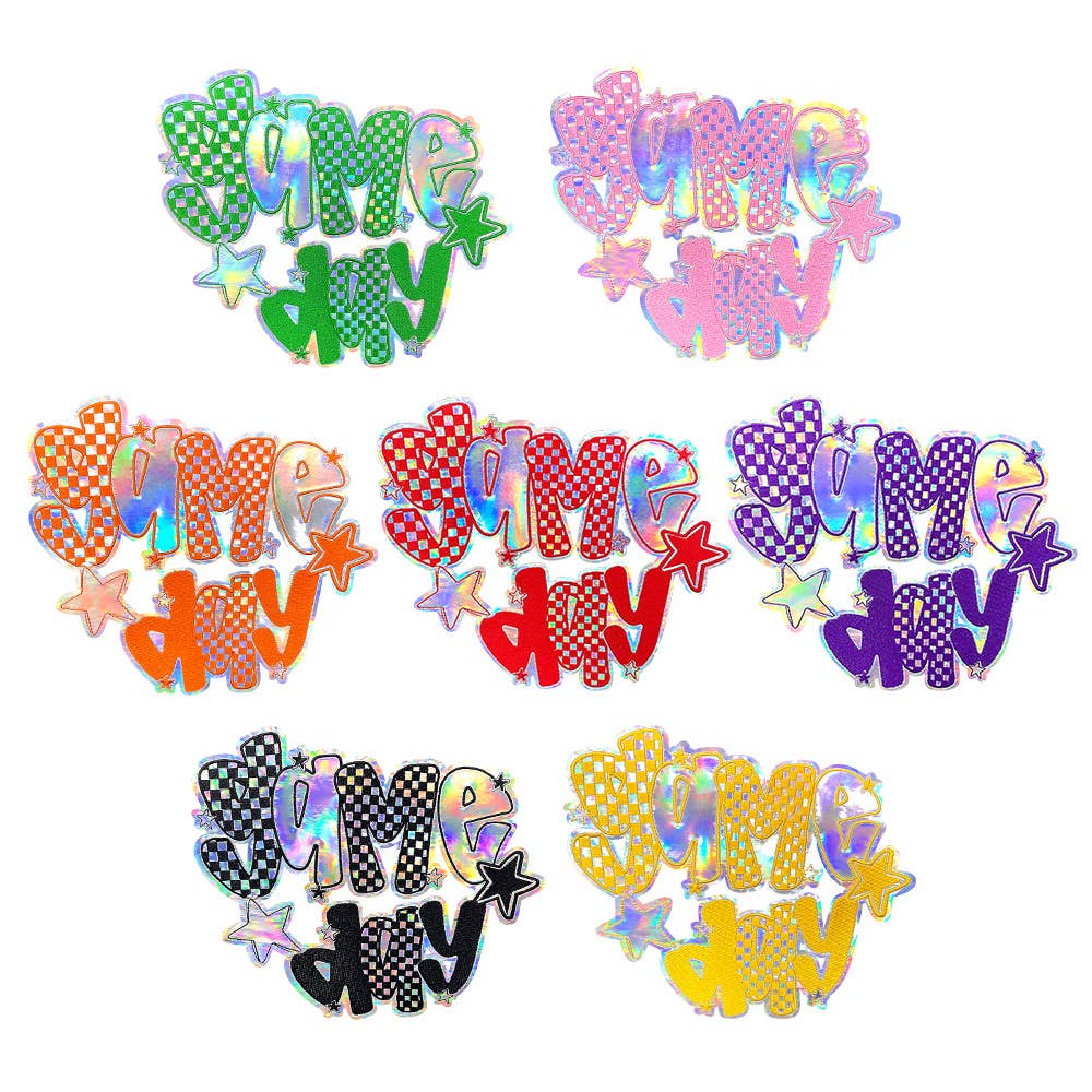 Rosie Posie Patches - Wholesale Patch - Game Day Checkered Holographic Iron On Patch0