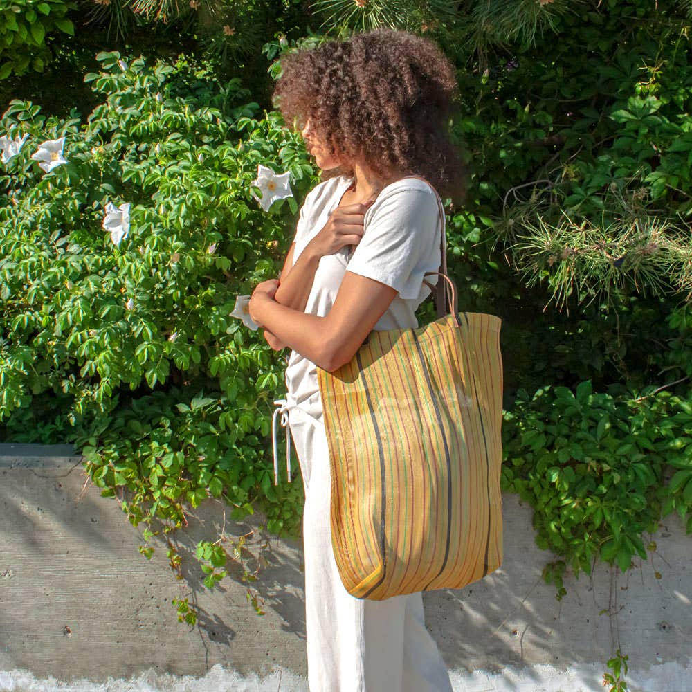 Spencer Devine - Wholesale Tote Bag - Women's - Small Recycled Plastic Market Tote Bag in Yellow1