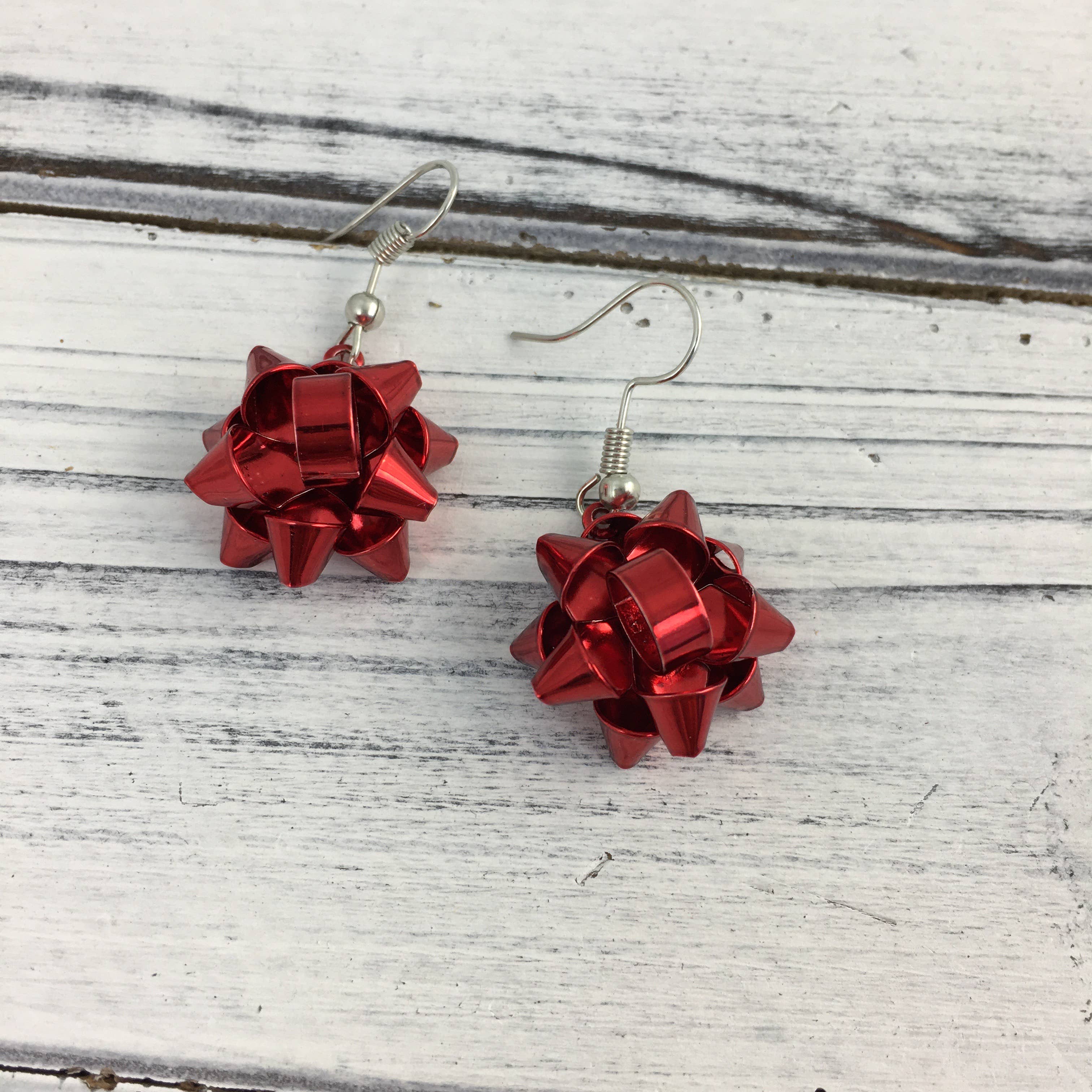 SongLily - Wholesale Dangle Earrings - Christmas ribbon/bow red dangle earrings