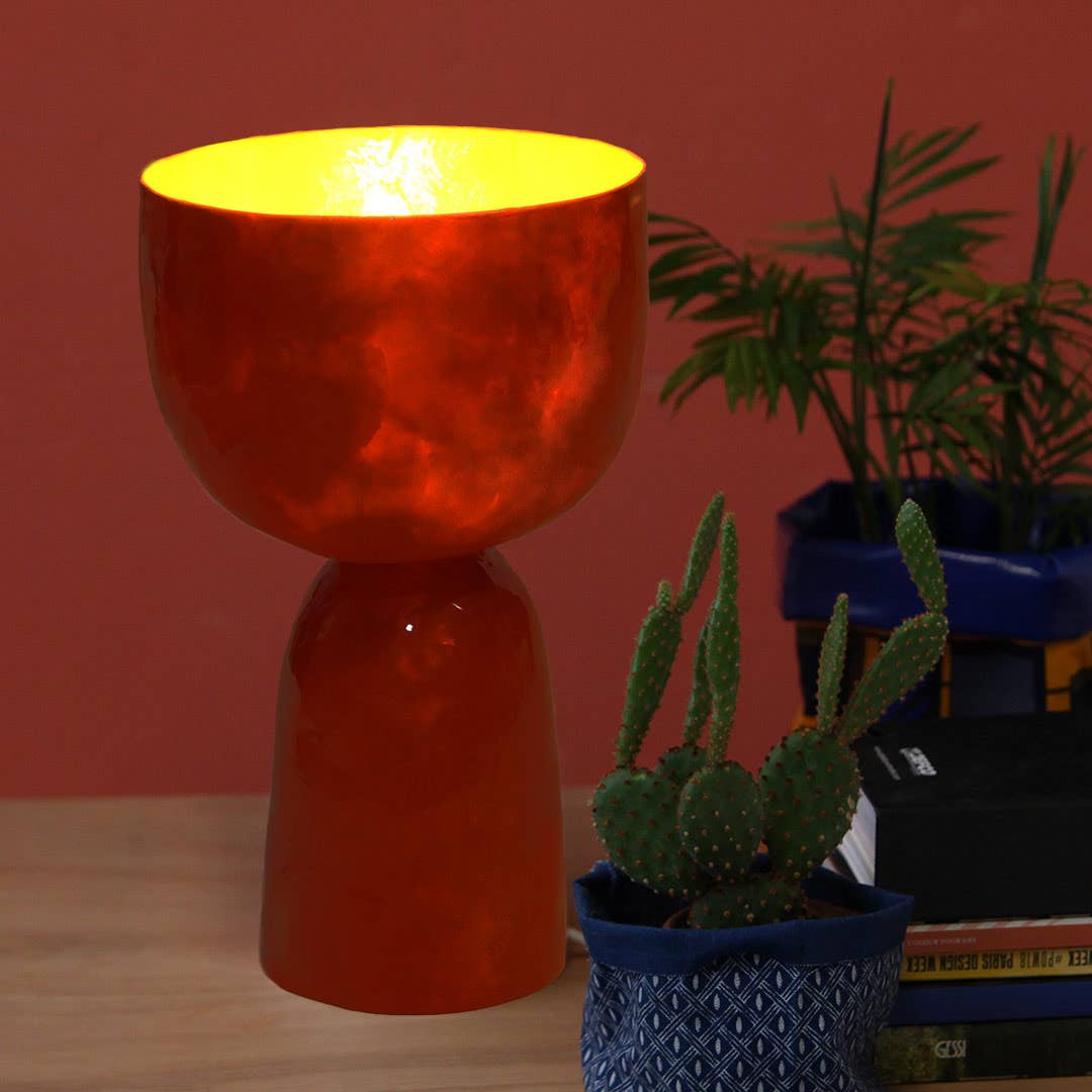 Ithemba - Venta al por mayor Lámparas decorativas/de escritorio - Lámpara de mesa de nácar en color tomate y dorado2