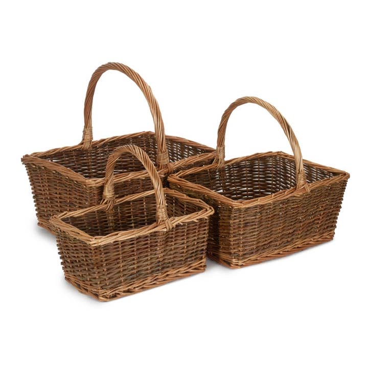 Red Hamper – wholesale Basket – Rectangular Unpeeled Willow Shopping Basket3