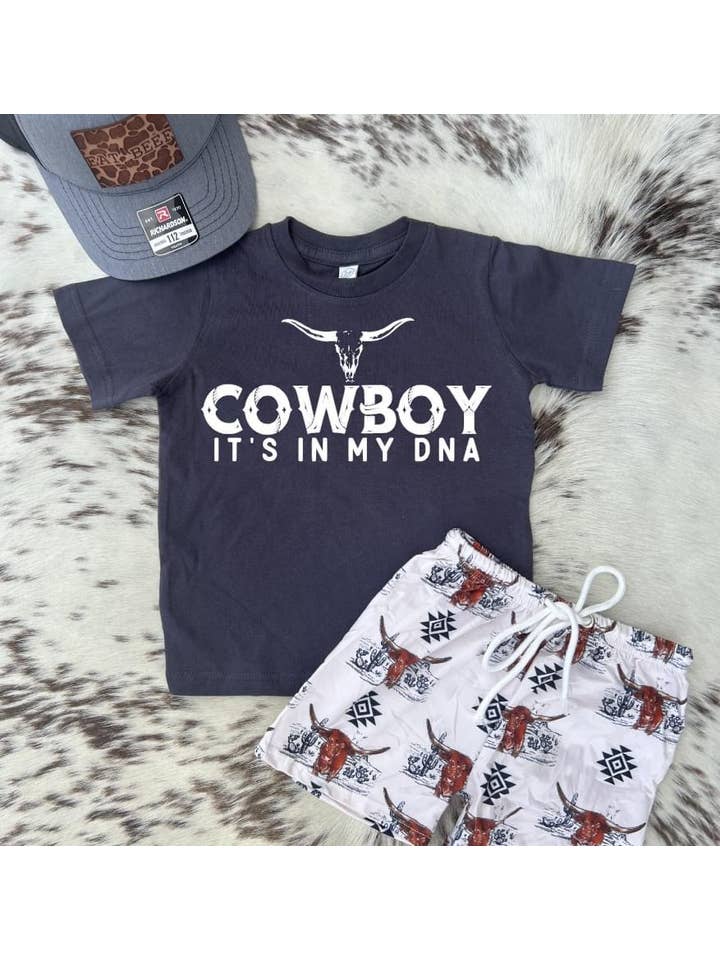 Charcoal Cowboy its in my DNA tshirt for wholesale on Faire