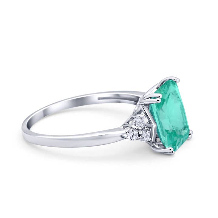 Art Deco Emerald Cut Wedding Ring Simulated Paraiba Tourmaline CZ for wholesale on Faire1