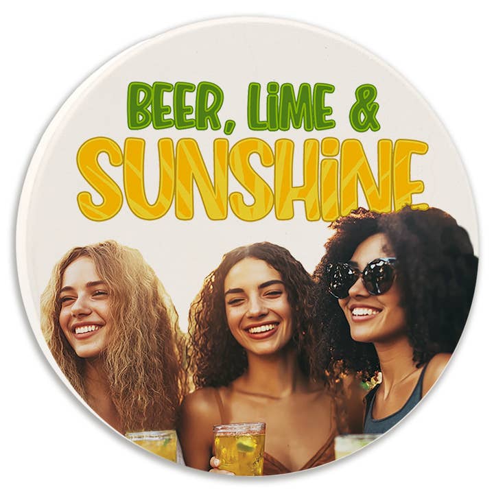 Tipsy Coasters & Gifts - Wholesale Car Coaster - Unisex - Car Coaster Beer Lime & Sunshine