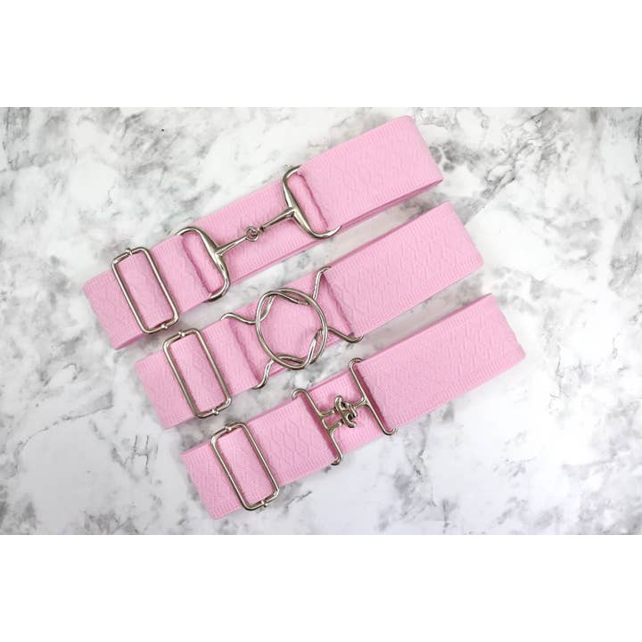 2 inch light Pink Diamond Elastic Equestrian Belt for wholesale by Heads Up Apparel