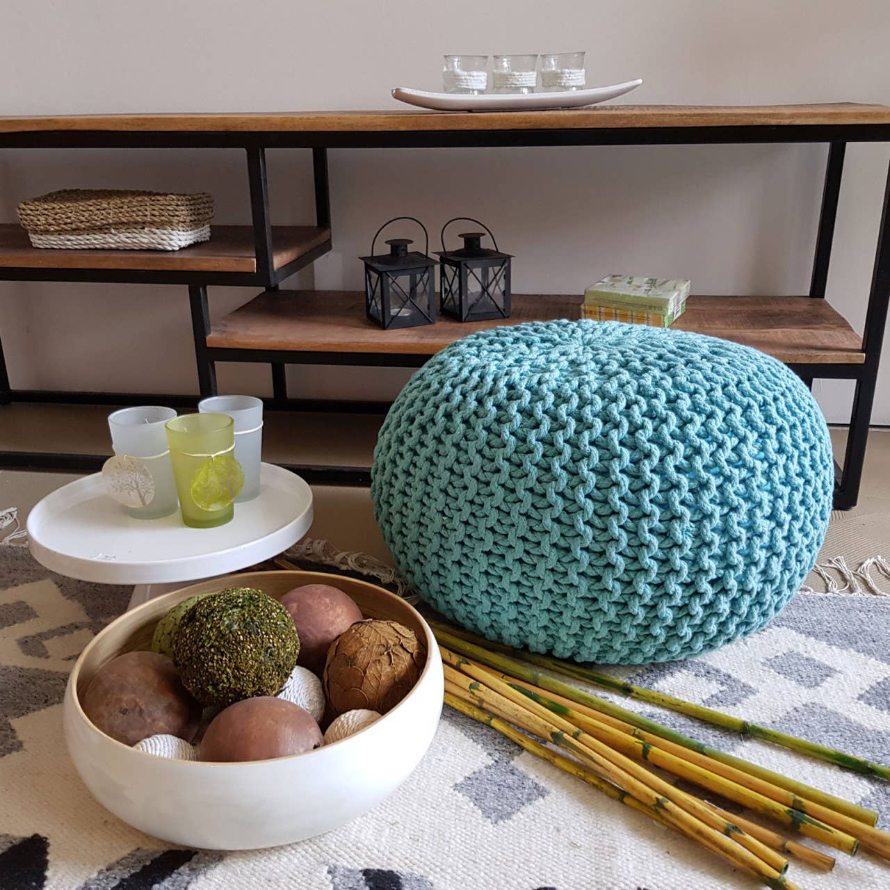 Voglrieder - Wholesale Pouf - Pouf, diameter 55 cm, knitted stool, pouf, pouf, floor cushion, large47