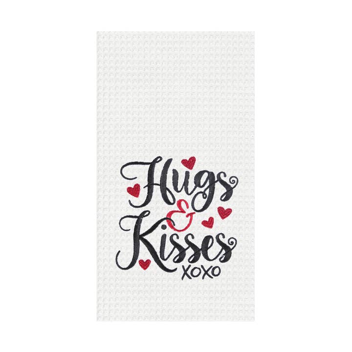 Valentine's Day Hugs & Kisses XOXO Kitchen Towel for wholesale by C&F Home