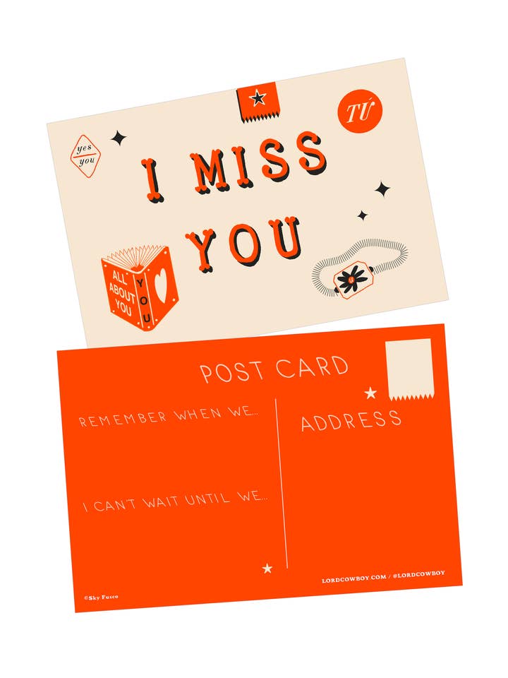 Cartoline "Mi manchi" per la vendita all'ingrosso da parte di Lordcowboy