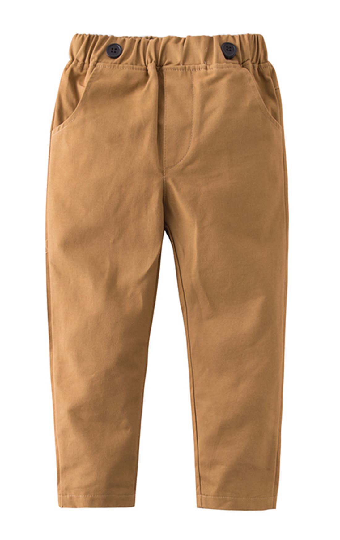 Fennco Styles - Wholesale Pants - Kids - Caramel Classic Boy Cotton Chino Long Pants with Suspenders3