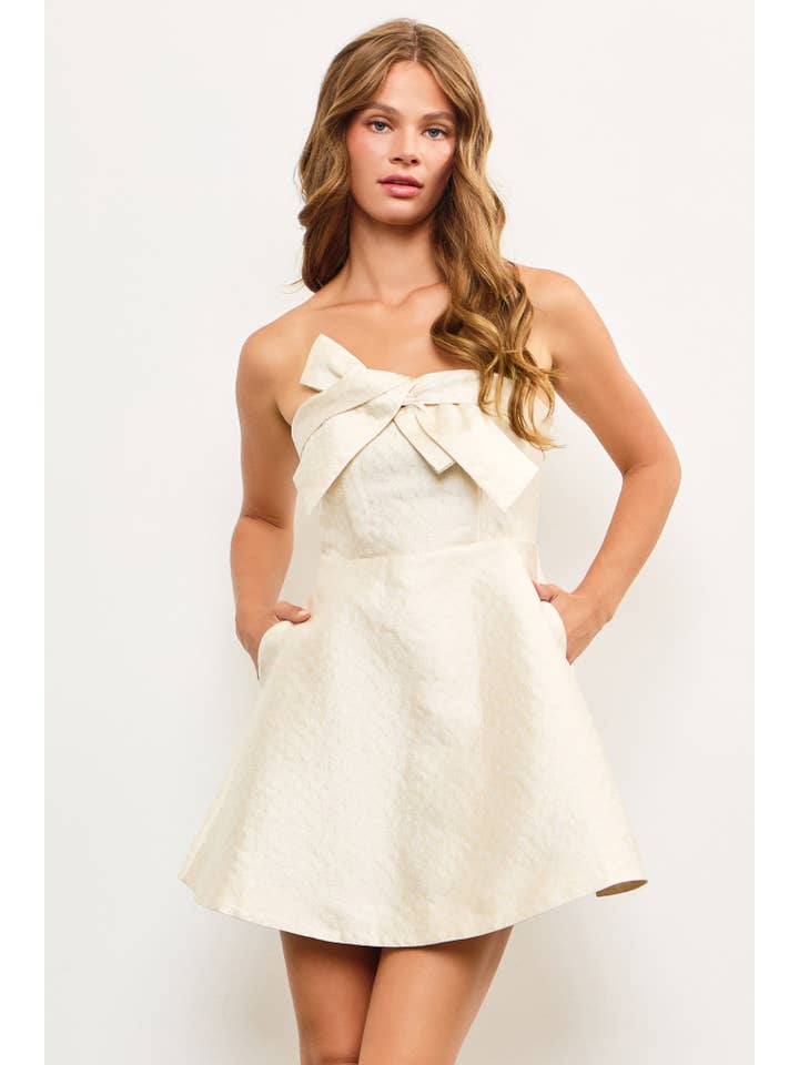 Mustard Seed - Wholesale Dress - Women's - TIE DETAILED EMBO DIZZY FLORAL ONE SHOULDER DRESS