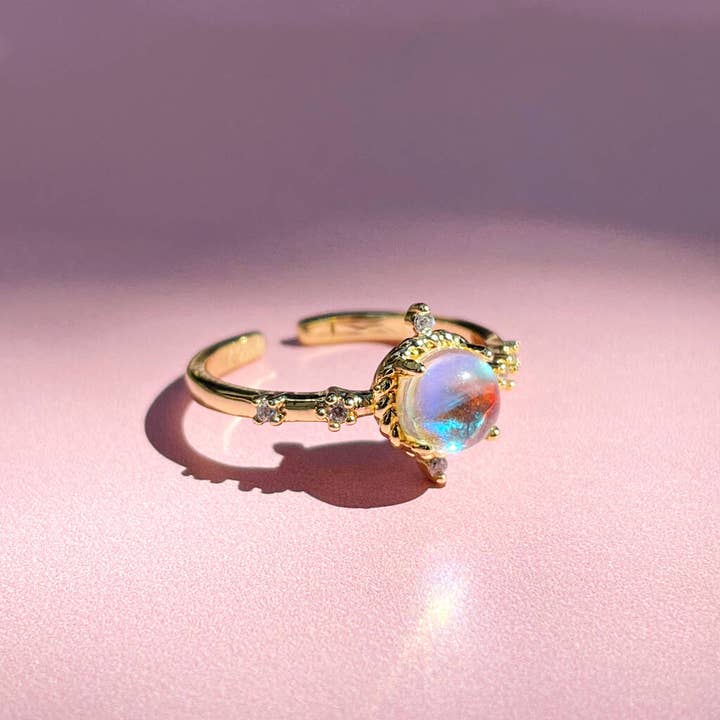 Lucent Studios Ltd - Wholesale Cocktail/Statement Ring - Aura Quartz Adjustable Gold Plated Ring2