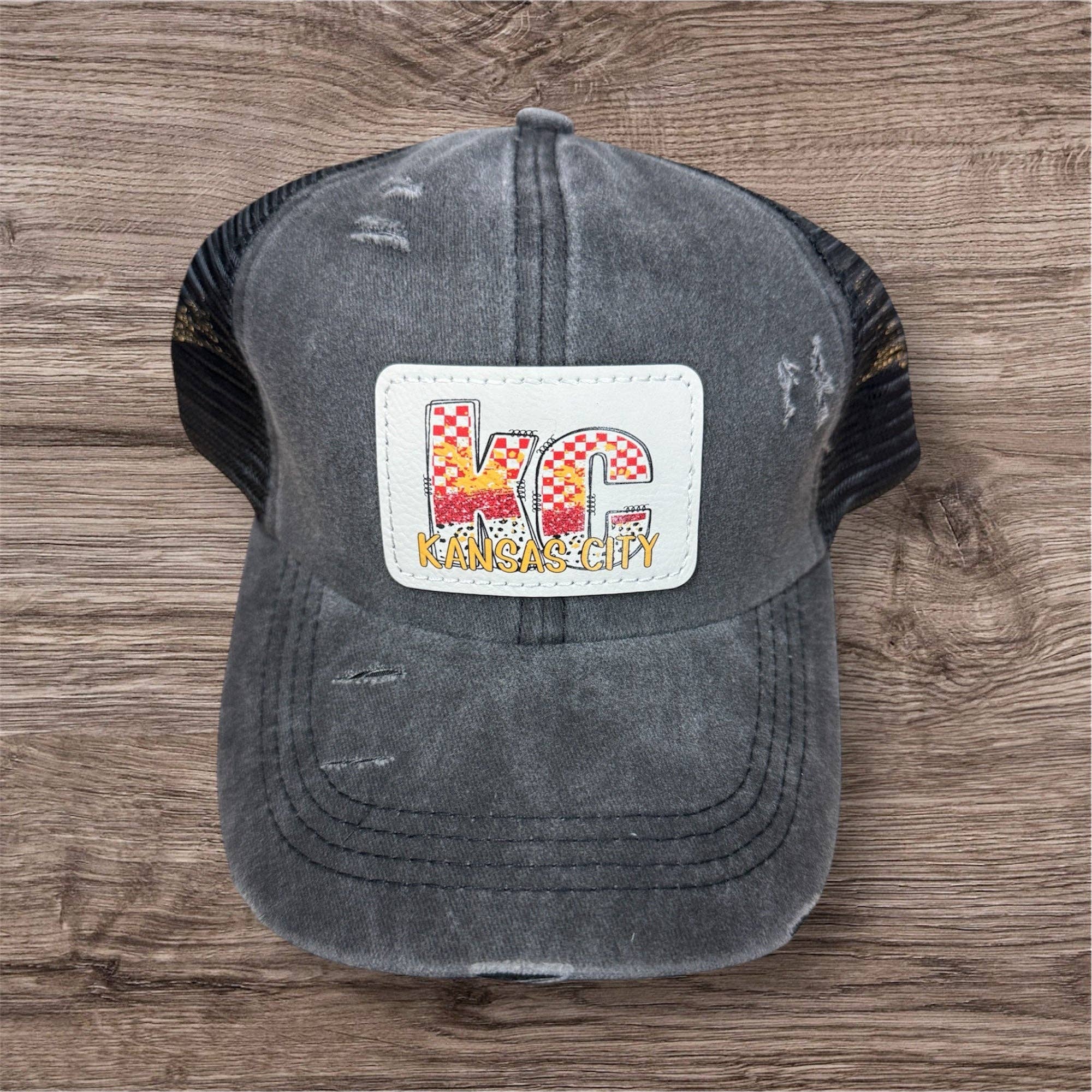 Designed To Flaunt - Wholesale Ponytail Cap - Women's - UV Printed KC Checkered Paint Women's Criss Cross Hat10