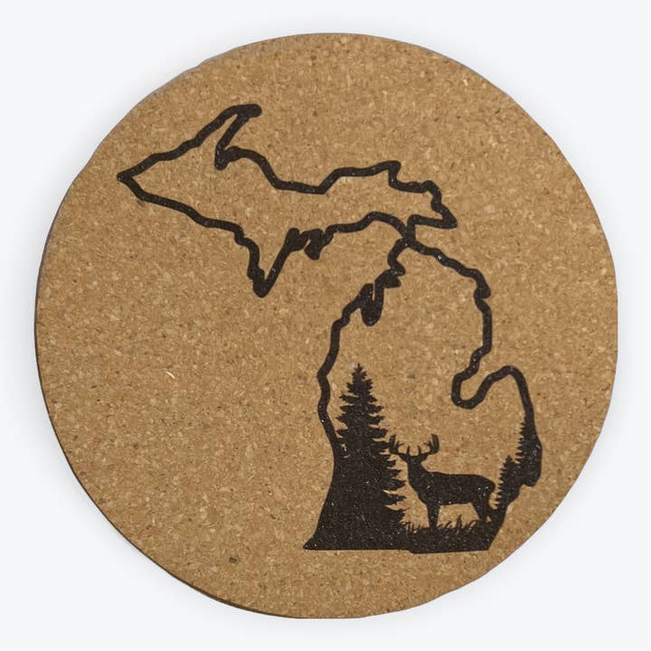 Cork Coaster- Deer in the woods for wholesale by My State Designs