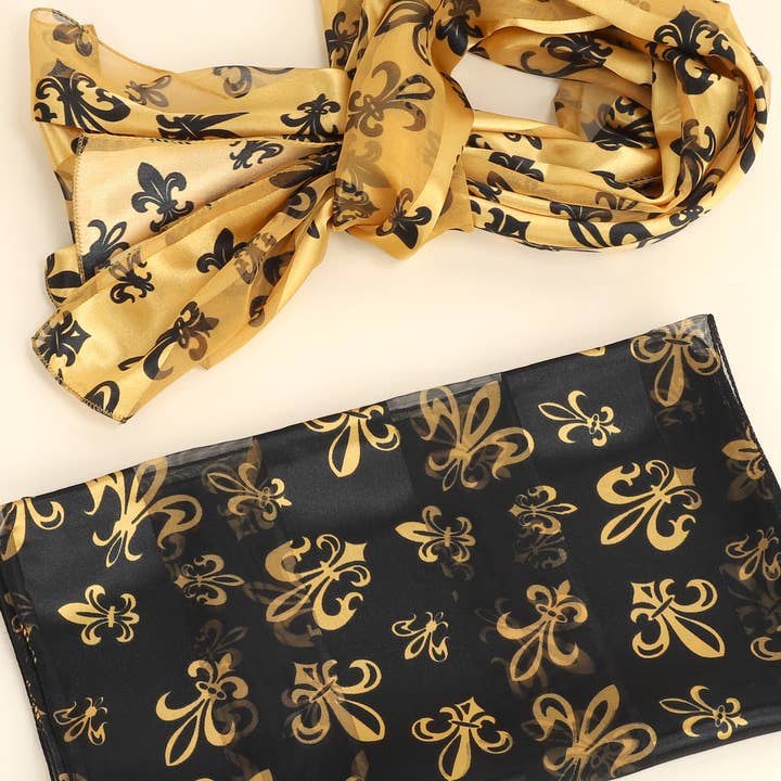 SP Sophia Collection - Wholesale Scarf - Women's - Mardi Gras Fleur De Lis Striped Long Scarf1