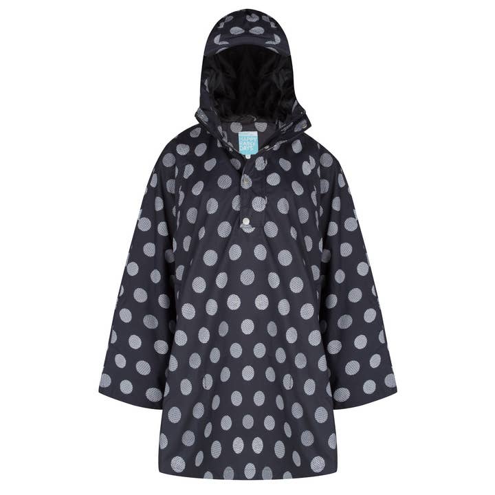 Happy Rainy Days - Wholesale Raincoat - Women's - Women's Rain Poncho - Black and White