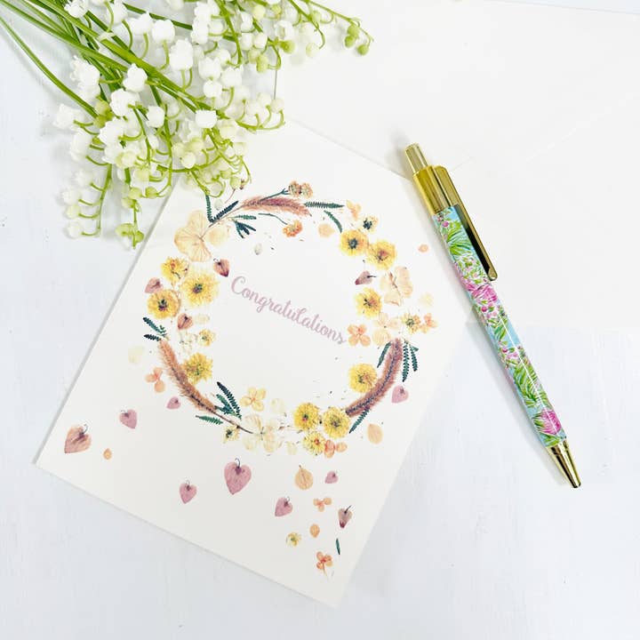 Biglietto di auguri Congratulazioni Love in Bloom per la vendita all'ingrosso da parte di FloreOrganicBotanics