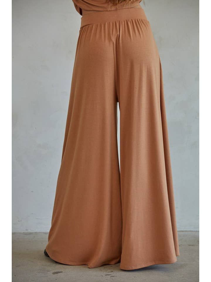 Camel RJ3131 | Knit Jersey Wide Leg Pants for wholesale on Faire