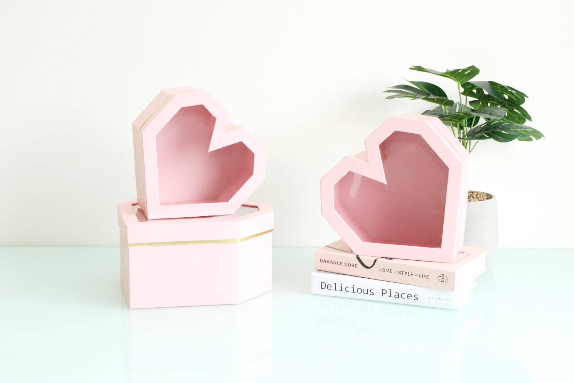 Elegant Design Supply - Wholesale Decorative Box - Diamond Heart Shape Flower Box with Clear Lid10