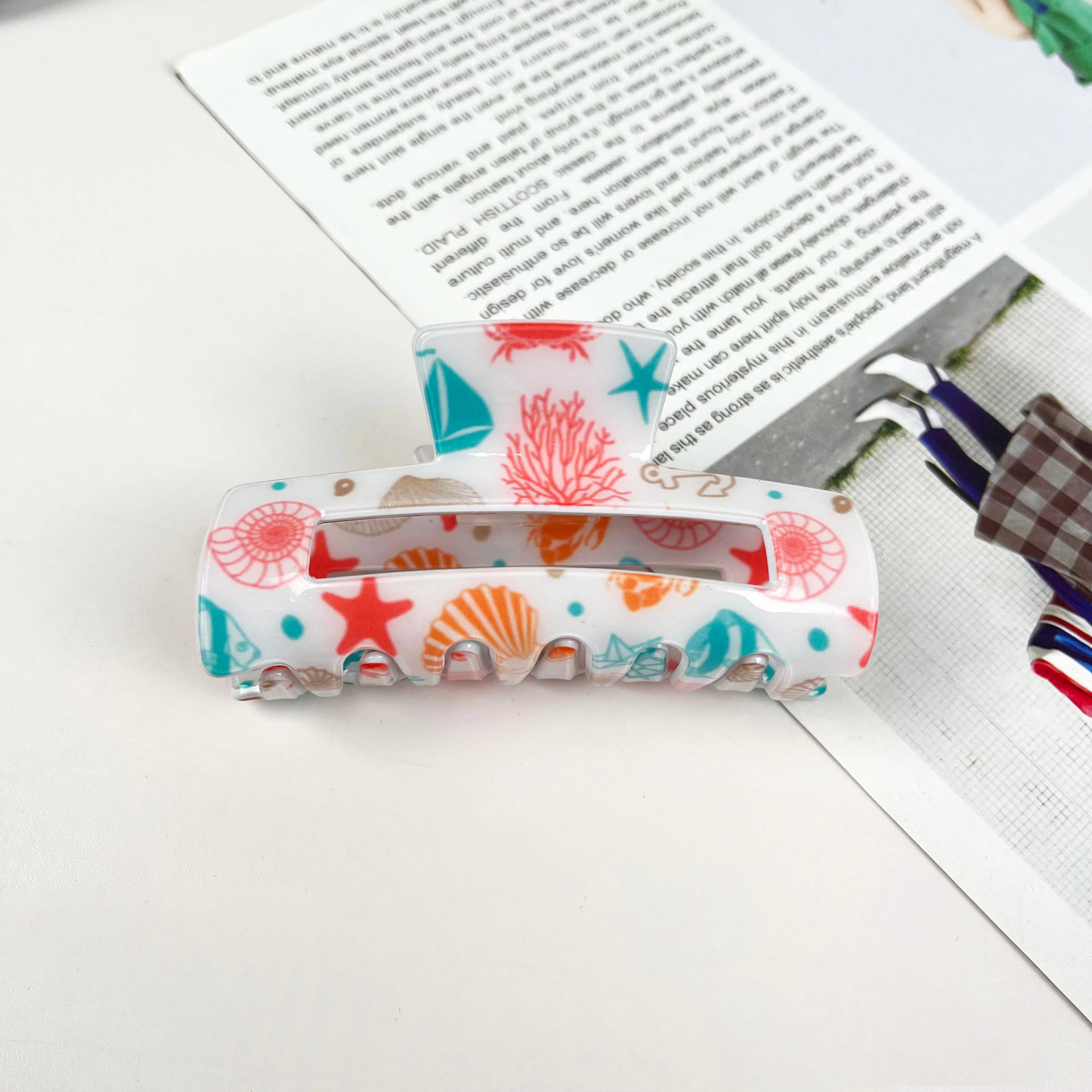 mildstyles - Vendita all'ingrosso Fermaglio per capelli - Donna - Fermagli per capelli rettangolari a forma di stella marina con fiori sorridenti1