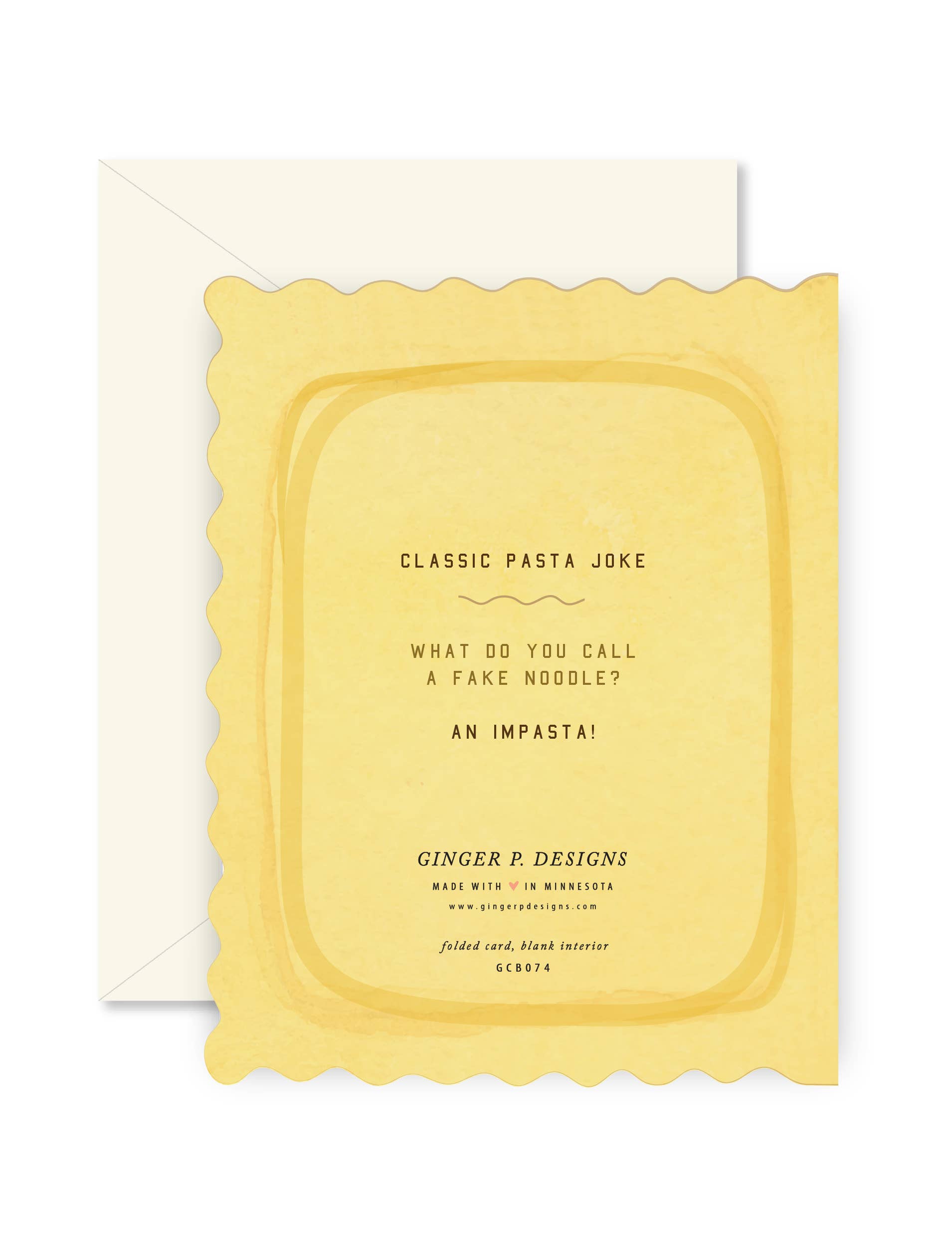 Ginger P. Designs - Wholesale Birthday Card - Pasta Al Dente folded Greeting Card  1