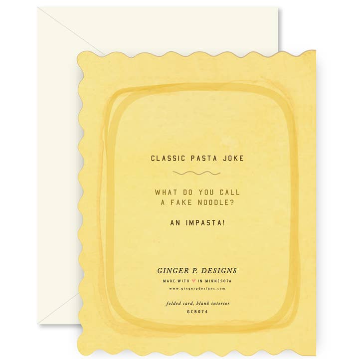 Ginger P. Designs - Wholesale Birthday Card - Pasta Al Dente folded Greeting Card 1