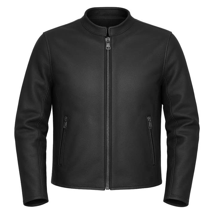 Pr-204 Prime Edge – Casaco de Couro Estilo Moto Café para Homens por atacado de Pure Leather