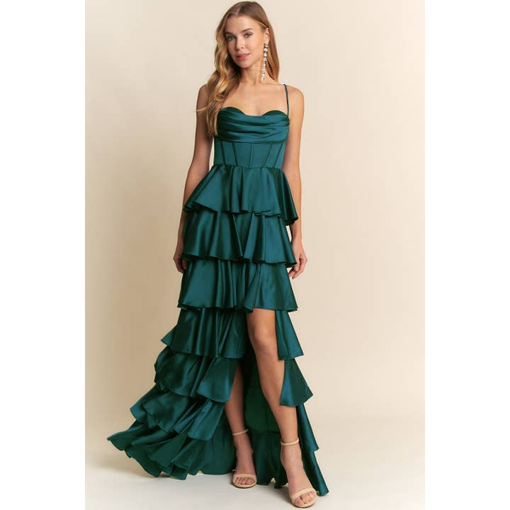 SATIN COWL NECK CORSET MAXI DRESS for wholesale by Maniju