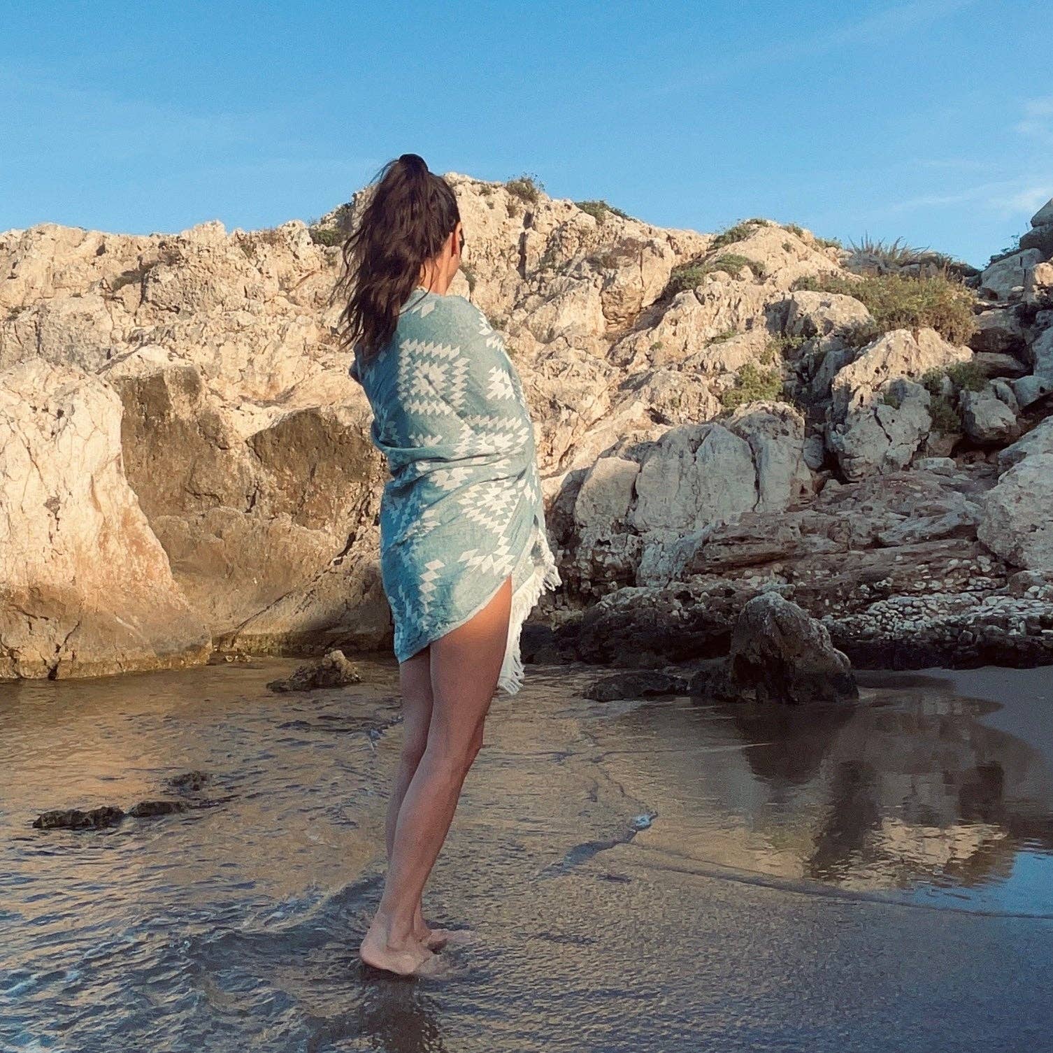 HELLO TURCO Turkish Towels - Wholesale Beach Towel - Kilim Pastel Green Handwoven6