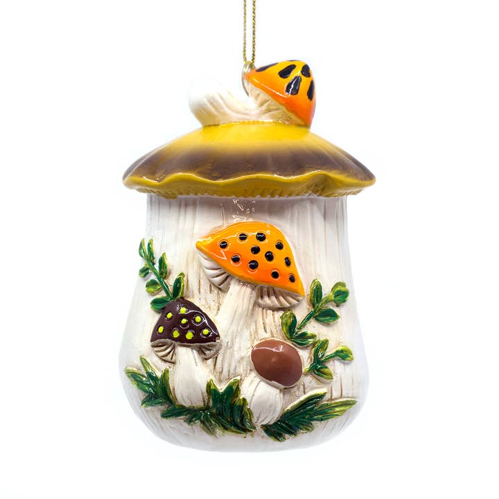 Twinkltoast - Vente Objets de décoration - Ornement de Noël peint à la main inspiré des champignons joyeux des années 70 – Décor de cuisine rétro7