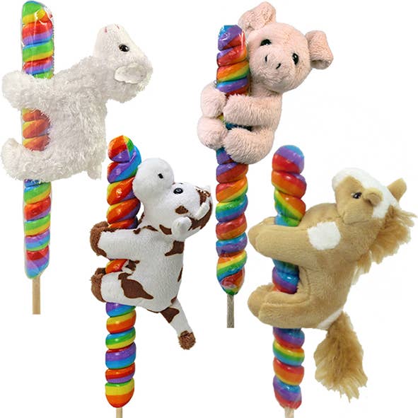 Kelley and Company - Vente Sucettes - Sucettes en peluche en forme d'animaux de ferme de 4 po
