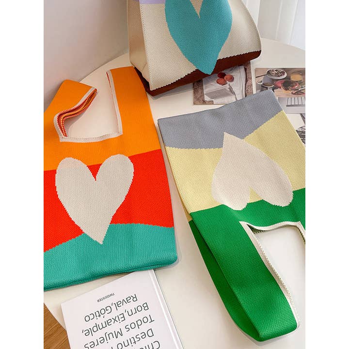 FurDecoration - Wholesale Tote Bag - Women's - Colorful Heart Patterned Bags - Handbags