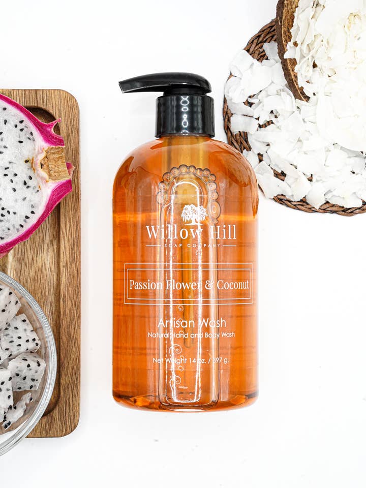 Hantverksrengöring med passionsblomma och kokos för wholesale av Willow Hill Soap Company