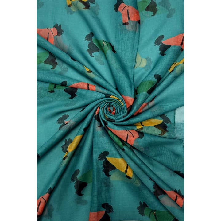 Fashion Scarf World - Wholesale Scarf - Women's - Schnauzer Dog Print Frayed Scarf5