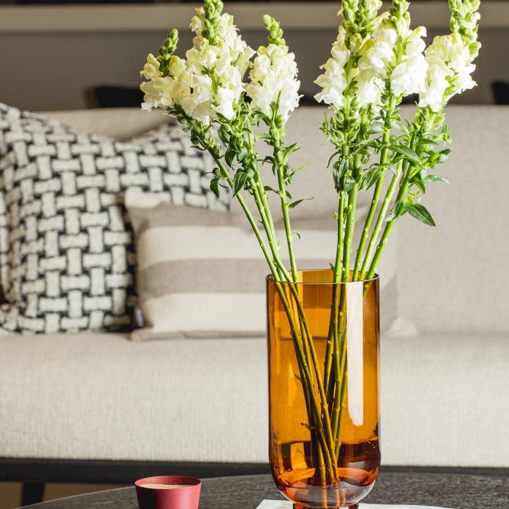 Element Accessories EU - Vente Vases - Vase en verre moderne de luxe, ambre et gris, modèles OMAHA 36 et 28 cm8