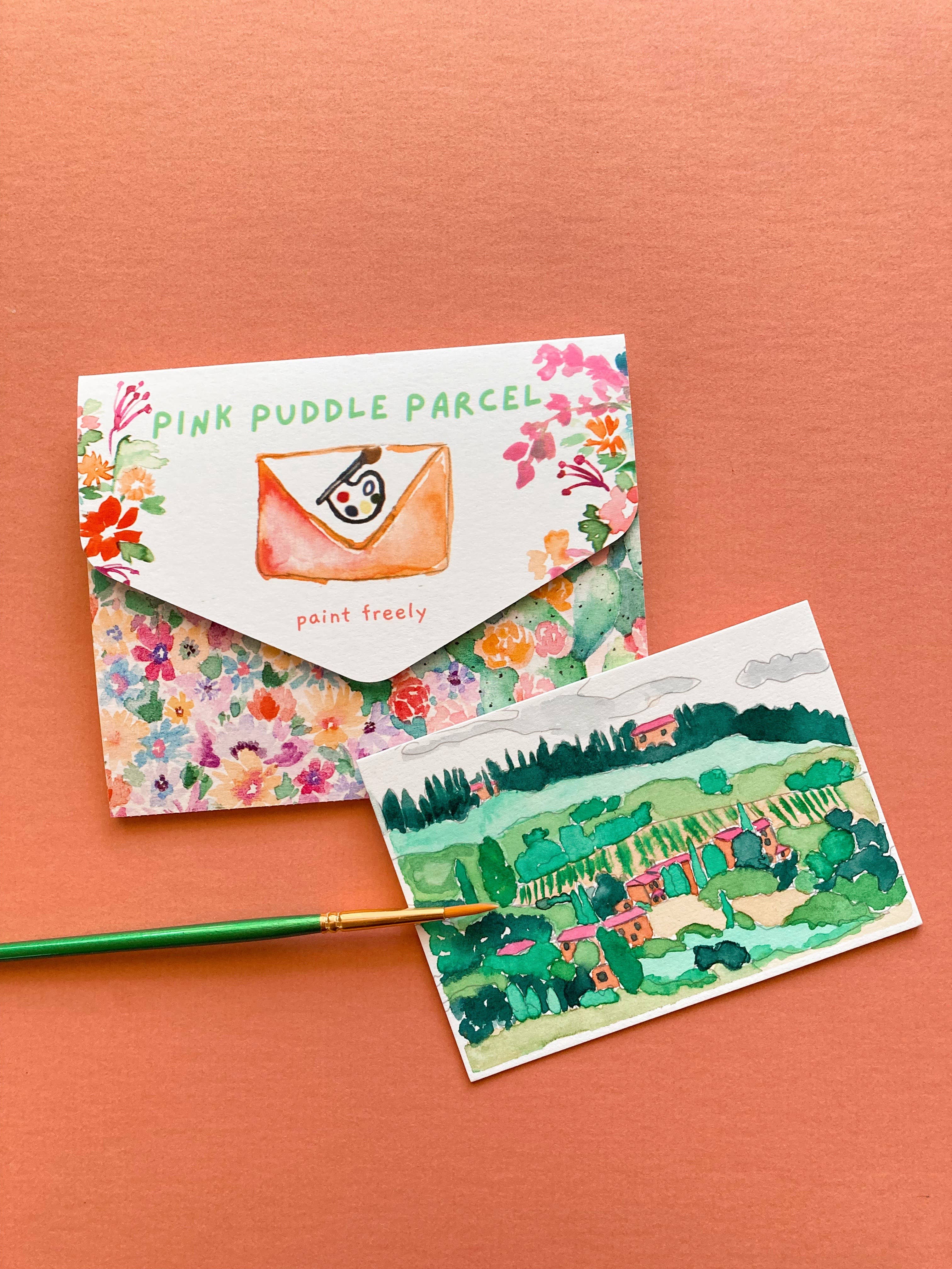 Pink Puddle Studio - Wholesale DIY Craft Kit - Tuscan Italian Landscape Watercolor Paint by Number DIY Kit 3