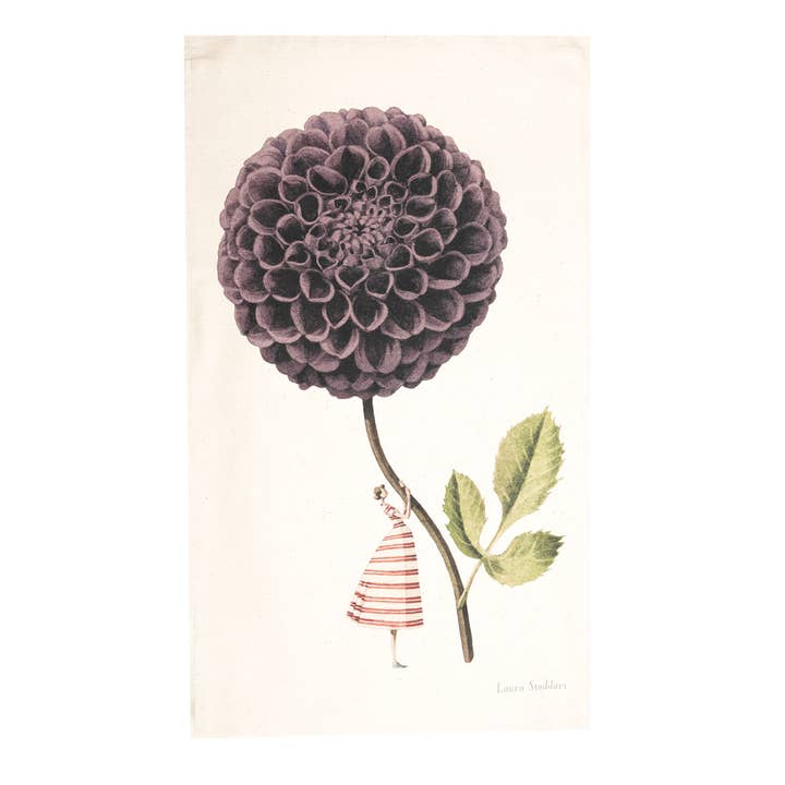 Hester & Cook - Stationery - Wholesale Tea Towel - In Bloom Tea Towel - Dahlia Single Purple