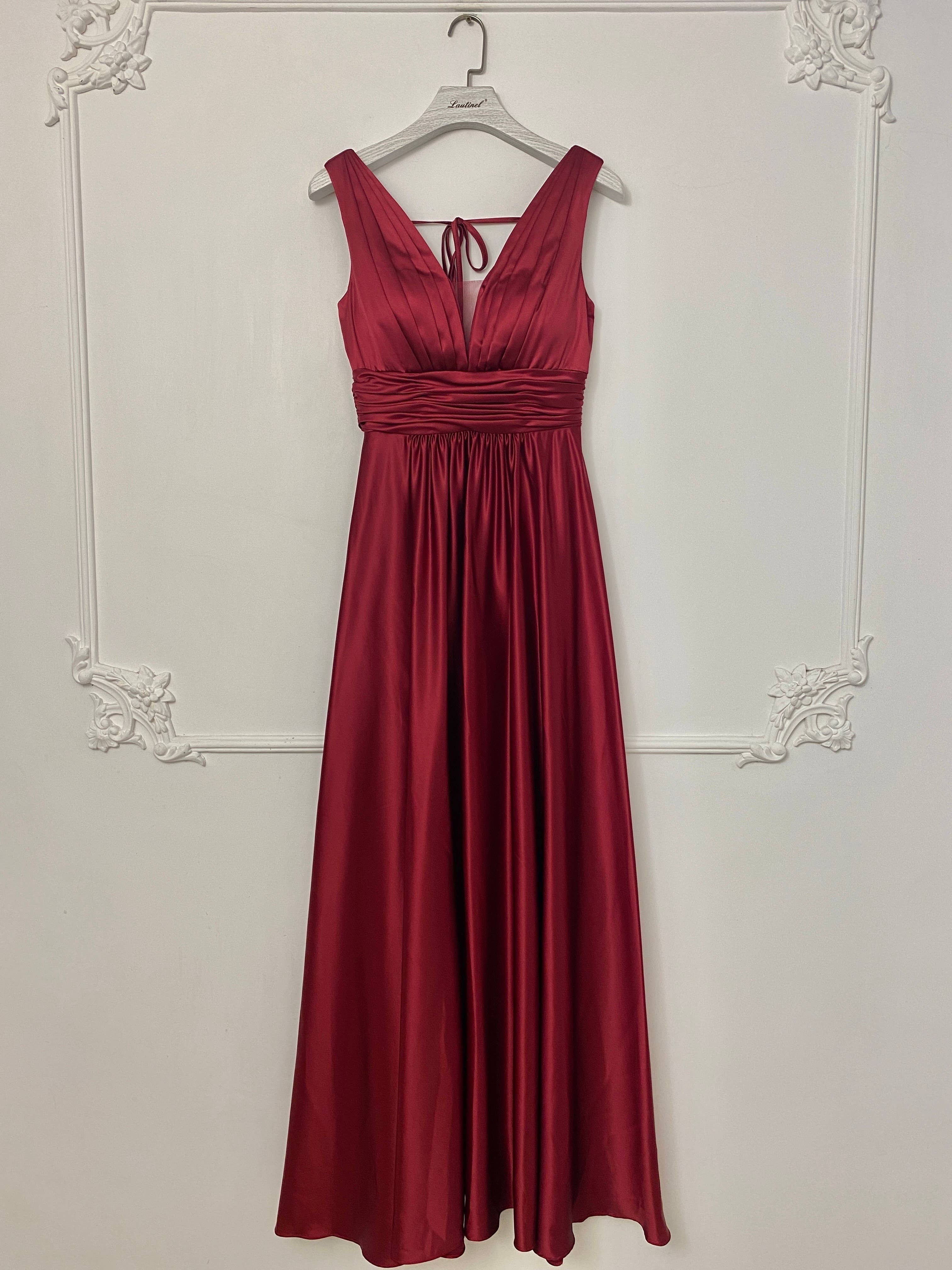 Lautinel – Engroshandel Aftenkjole - Dame – Plus size aftenkjole i satin med V-udskæring R1874G6