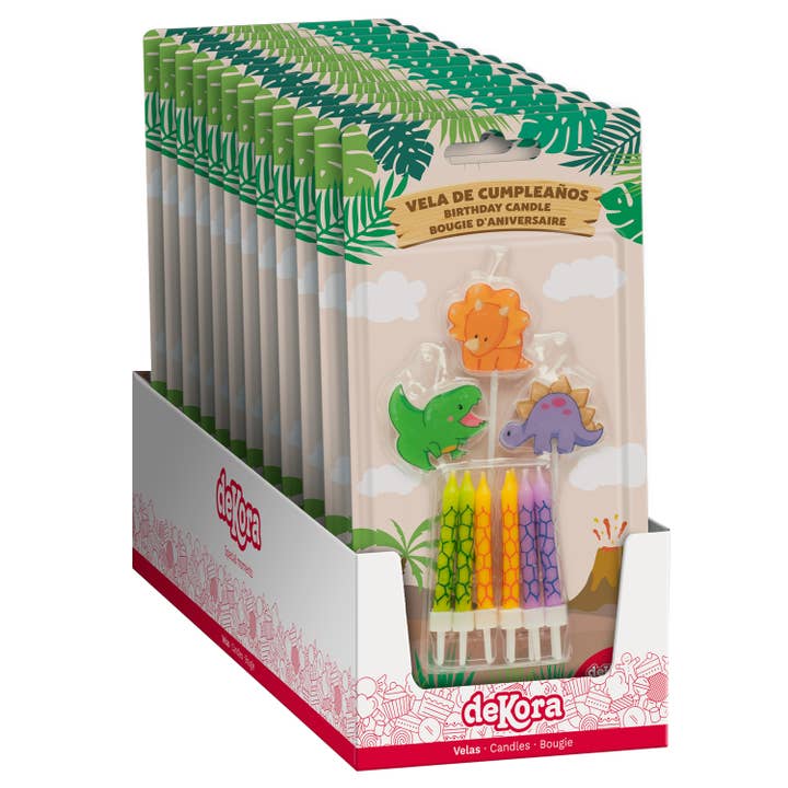 dekora - Wholesale Cake Candle - Mix birthday candles, 2D dinosaurs, 15 pcs3