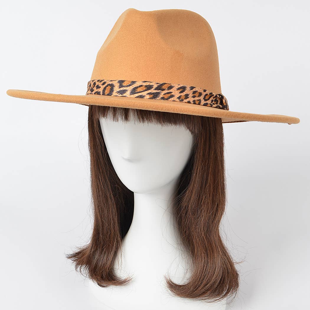3AM BY H&D ACCESSORIES - Wholesale Fedora - Women's - Monotone Fedora With Leopard Detail.7