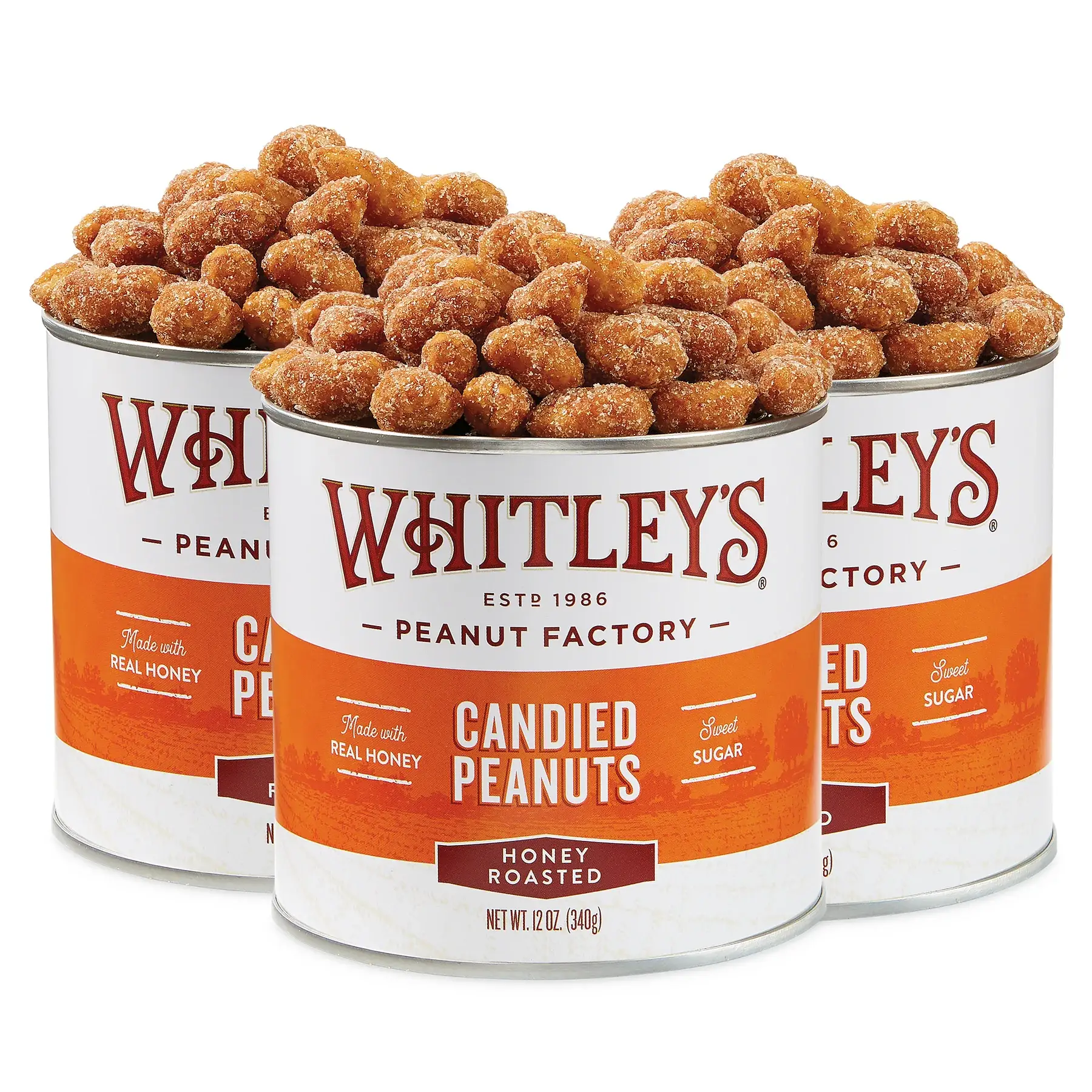 Whitley's Peanut Factory - Wholesale Nuts - 12 oz. Tins Honey Roasted Virginia Peanuts2