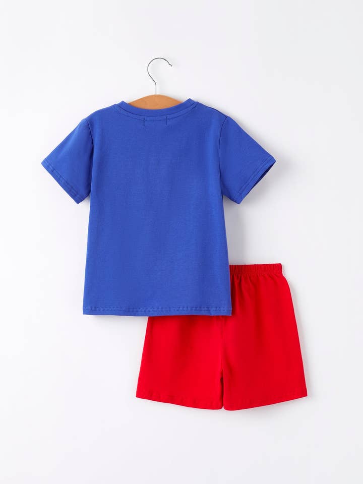 Rylee Faith Designs - Wholesale Top & Short Set - Kids - Dinosaur Smock Embroidery Boys Short Sleeved Shorts1