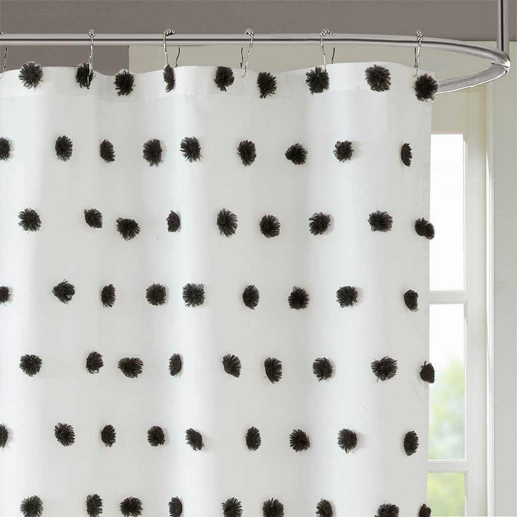 Olliix - Wholesale Shower Curtain - Pom Pom Shower Curtain, Black2