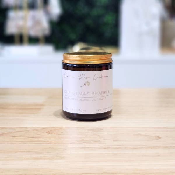 Christmas Sparkle 7oz Amber Glass Beeswax Candle for wholesale by Golden Rose Embrace