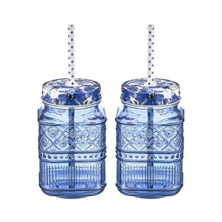Godinger - Wholesale Drinking Glass/Cup - Claro Mason Jars 16 oz Set of 2