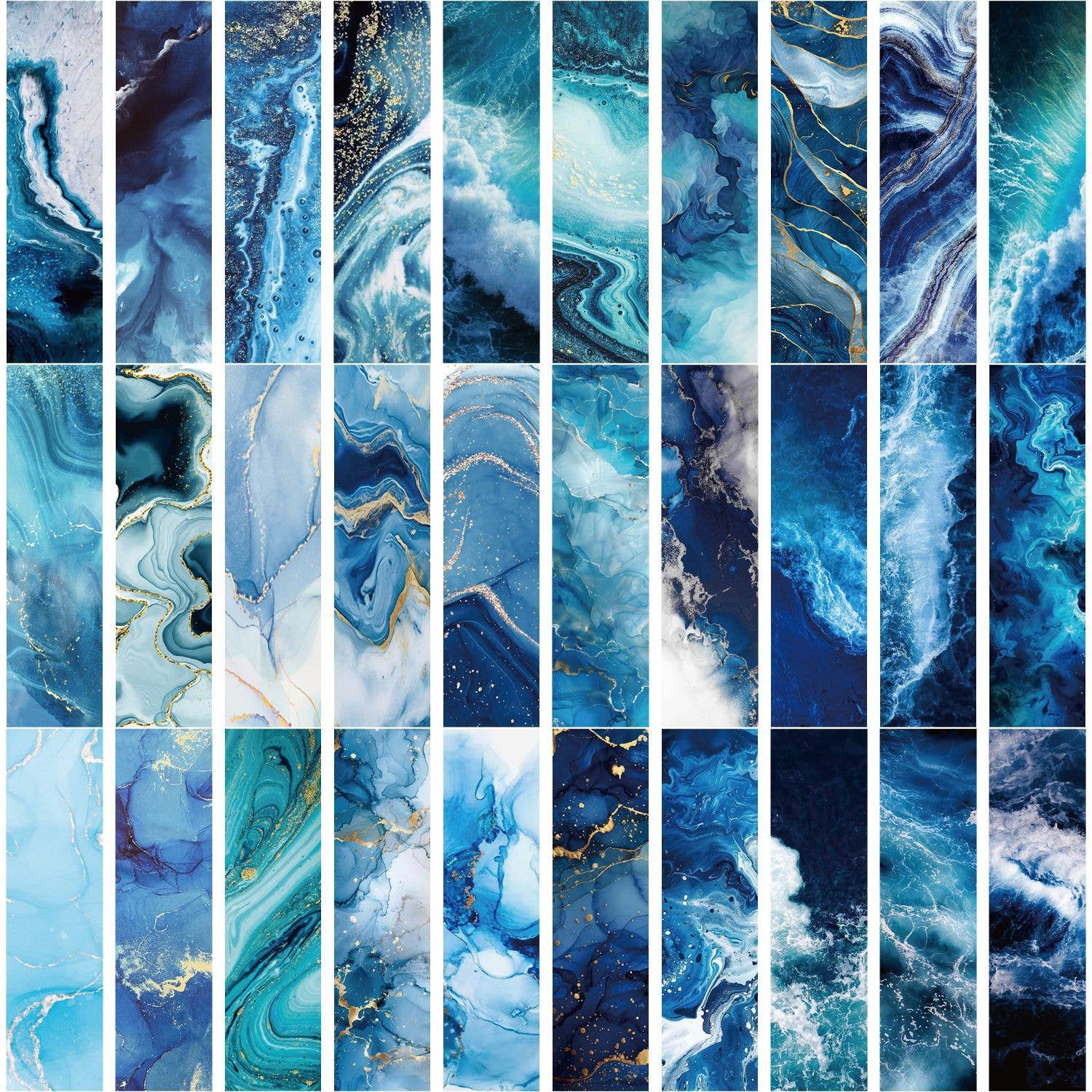 Magnifique Hearts - Wholesale Bookmark - Ocean Blue Abstract Bookmarks | Marble effect 5.9X1.5''2